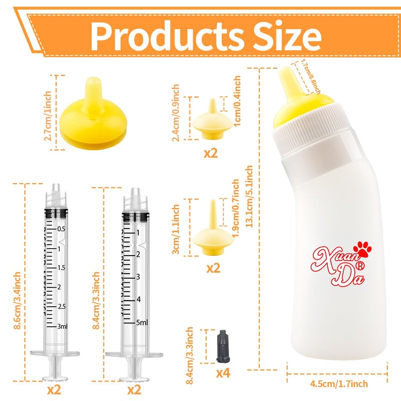 Xuanda Pet Feeding Nipple with Syringe, Soft Silicone Nursing Pet Feeding Bottle, Ventilation Valve Resistant Tearing for Puppies, Kittens, Rabbit, Small Wildlife (L Nipple,Yellow) - Image 2